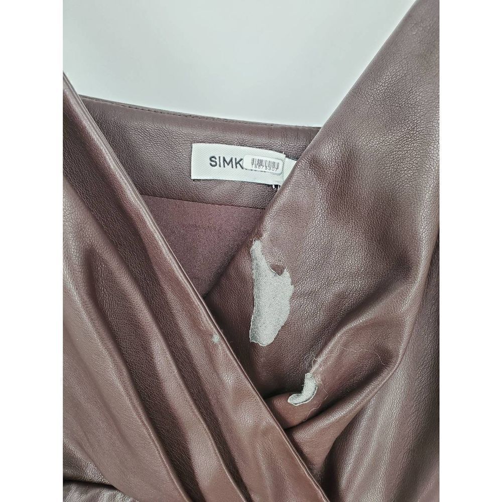 SIMKHAI Women's‎ Faux Leather Carkee Fringe Dress Brown Size 4 - Picture 6 of 9